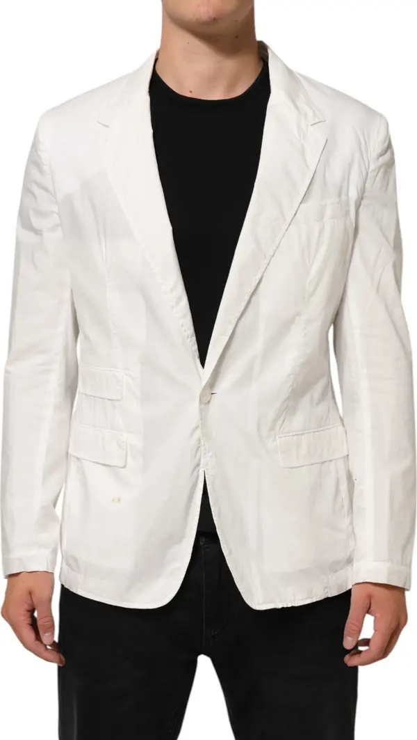 White Cotton 1 Button Men Suit Blazer