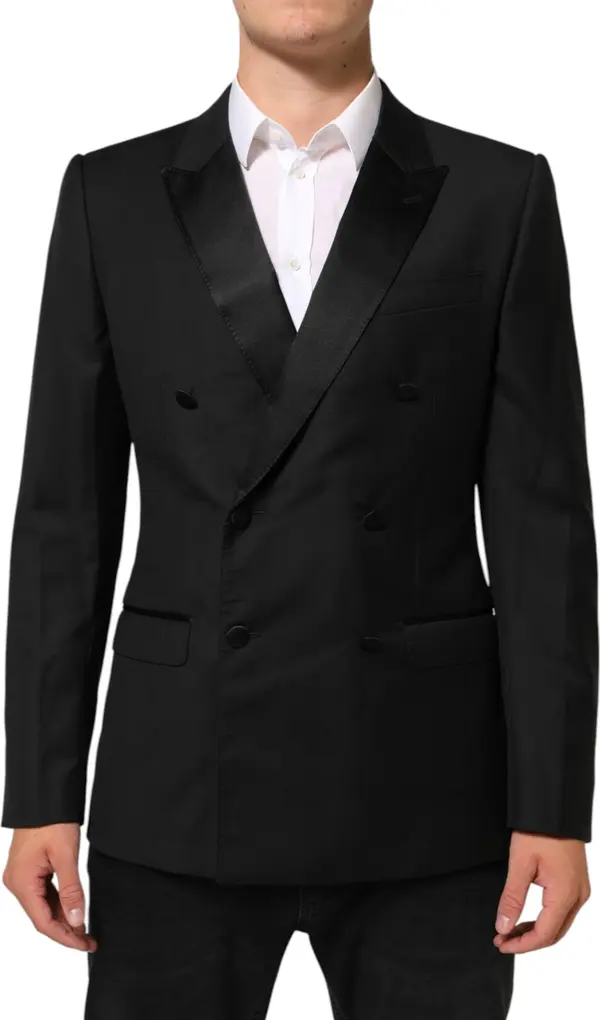 Black MARTINI Double-Breasted Suit Blazer