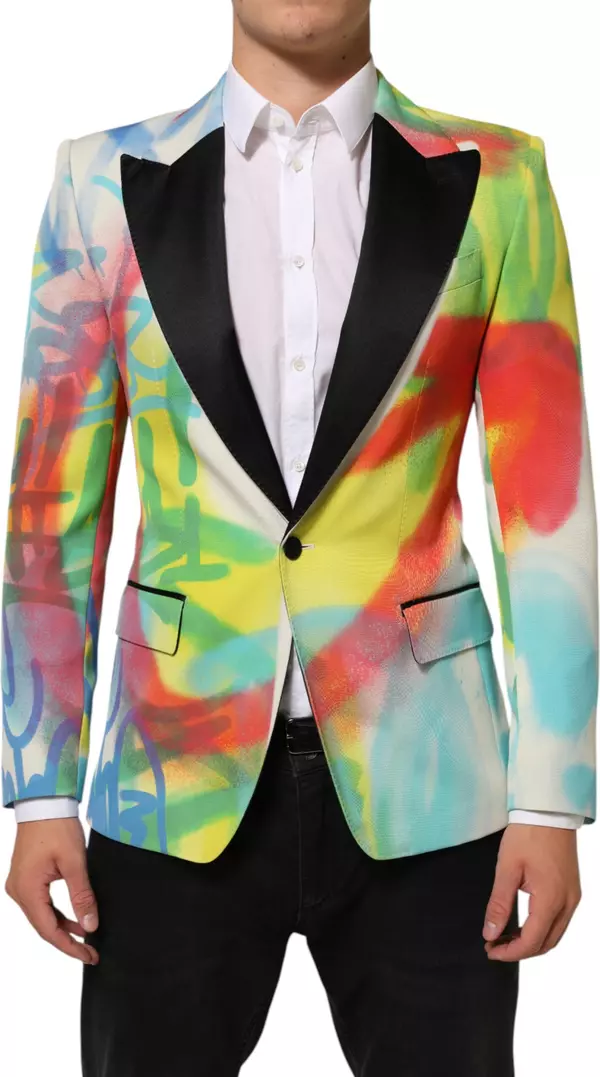 Multicolor Graffiti SICILIA 1 Button Men Suit Blazer