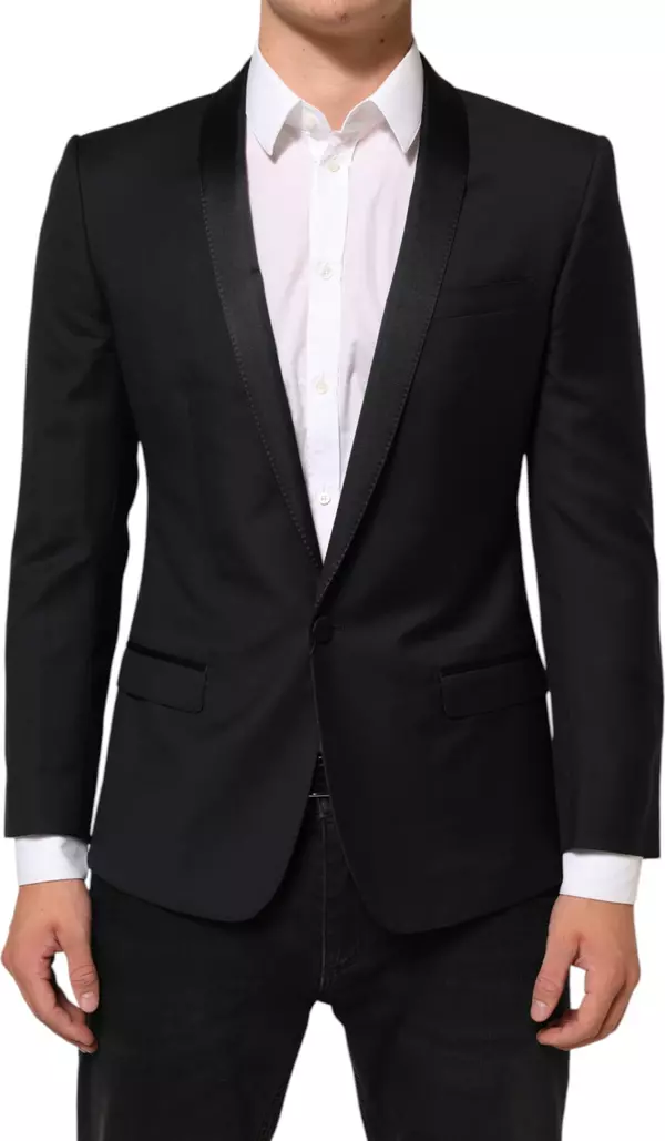 Black GOLD 1 Button Suit Jacket Men Blazer