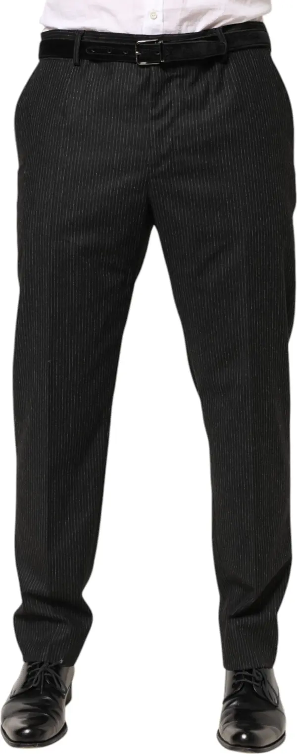 Black Cotton Mid Waist Dress Trouser Pants