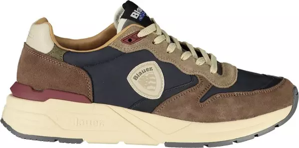Blue Polyurethane Men Sneaker