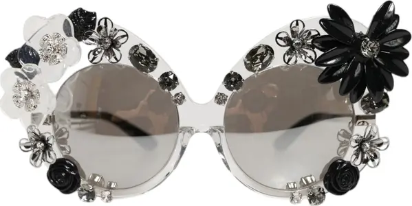 Transparent DG4292 Round Crystal Flowers Sunglasses