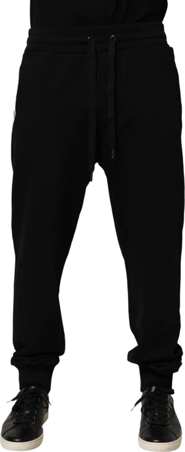 Black DG Logo Cotton Jogger Sweatpants Pants