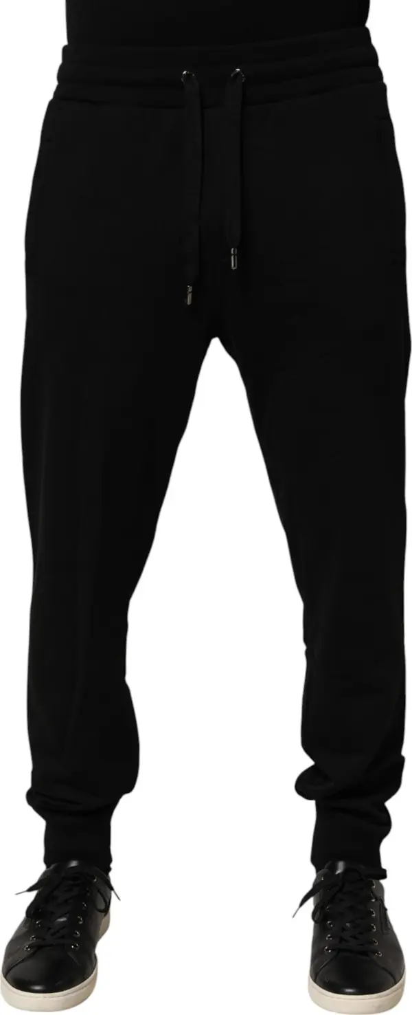 Black DG Logo Cotton Jogger Sweatpants Pants