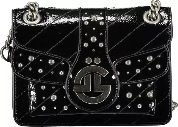 Black Polyurethane Women Shoulder Bag