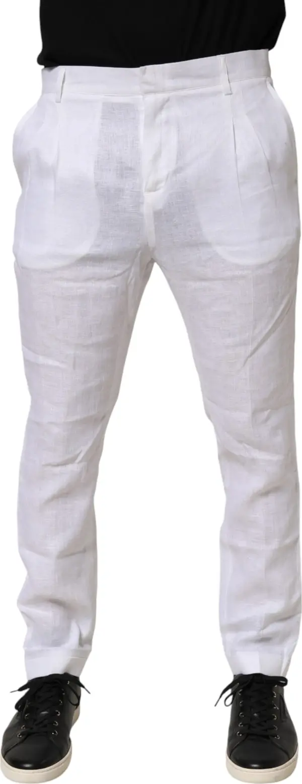White Linen Formal Dress Trouser Pants
