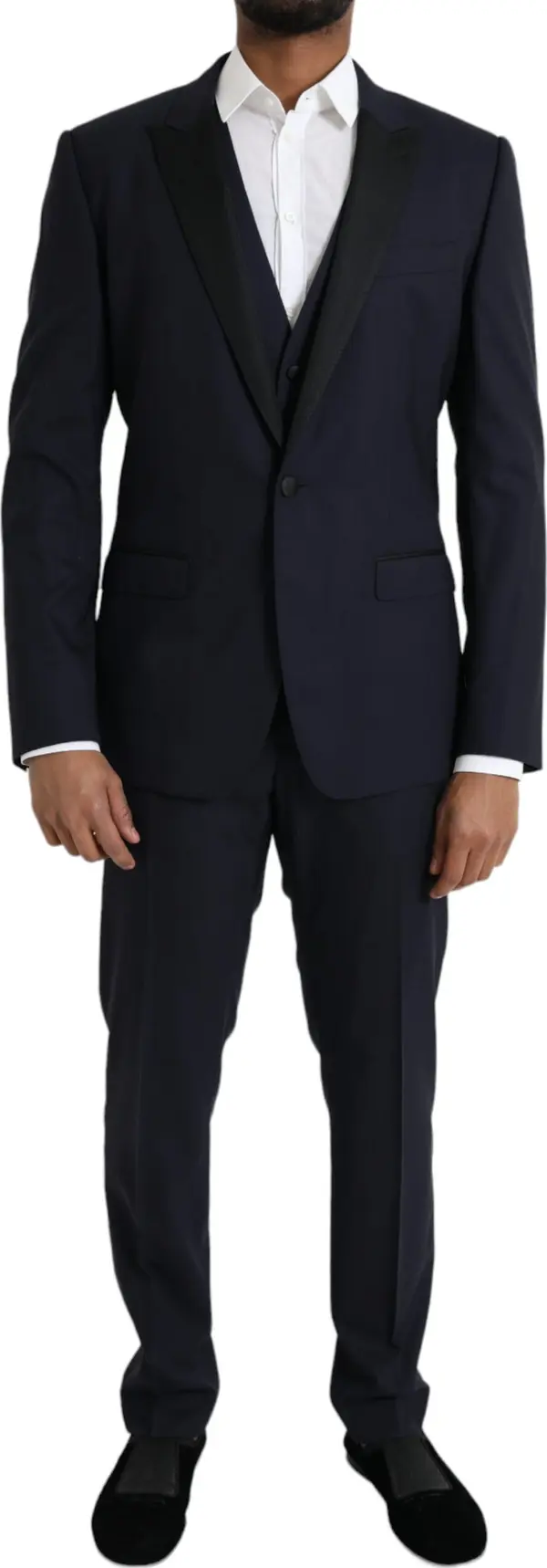 Blue Wool MARTINI 1 Button Men 3 Piece Suit