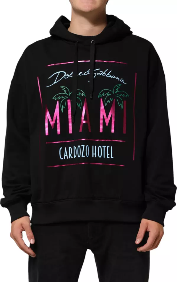 Black Printed Hooded Men Sweatshirt Sweater