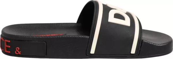Black Rubber Slides Sandals Beachwear Shoes