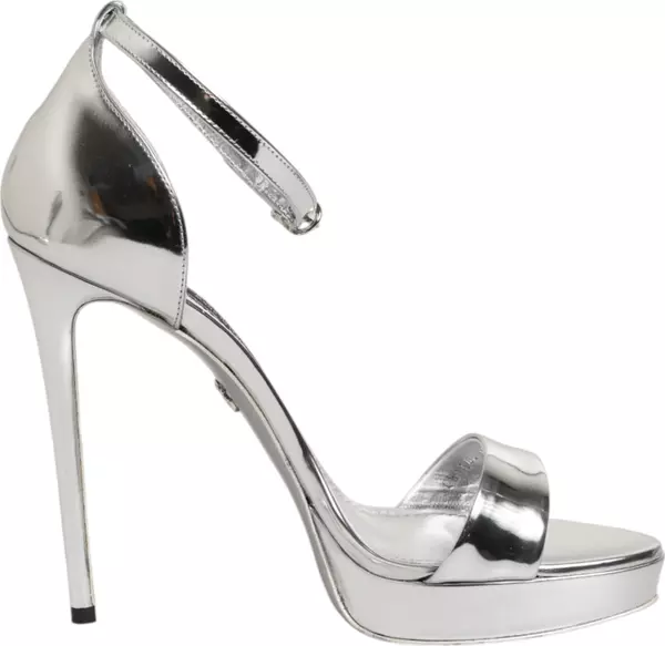 Silver Leather Platform Keira Sandals Shoes
