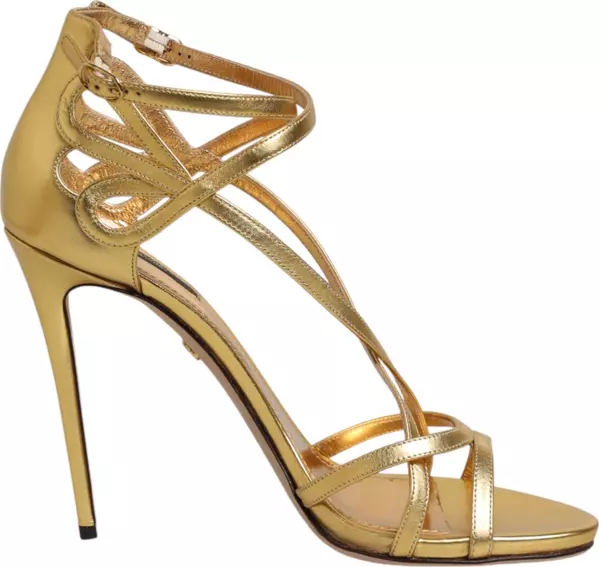 Gold Leather Keira Heels Sandals Shoes