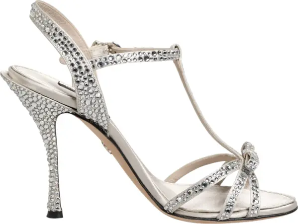 Silver Strass Ankle Strap Heels Sandals Shoes