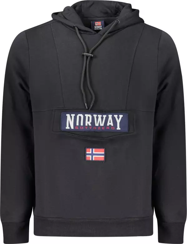 Black Cotton Men's Hooded Sweatshirt