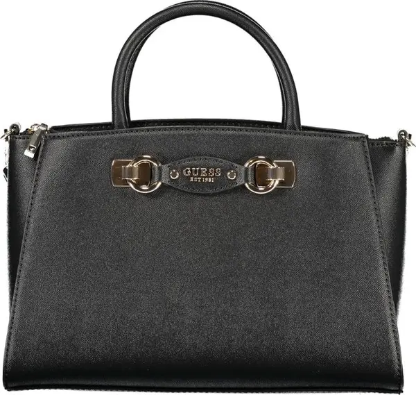 Black Polyurethane Women Handbag