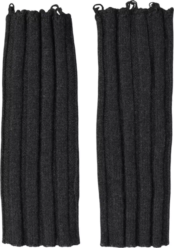 Black Virgin Wool Knitted Fingerless Gloves