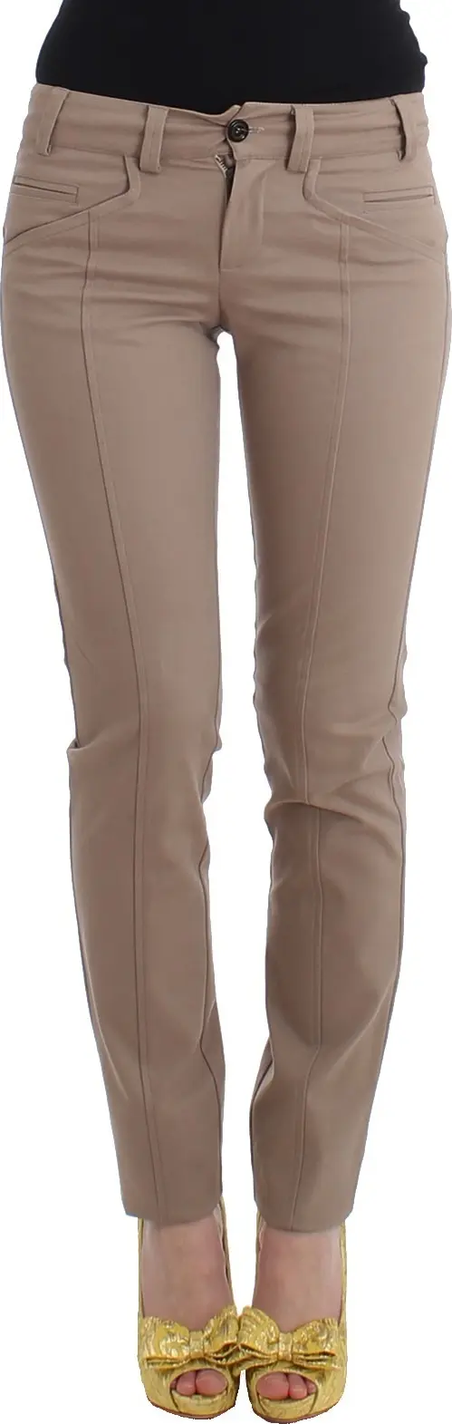 Beige Dress Skinny Slim Straight Chinos Pants