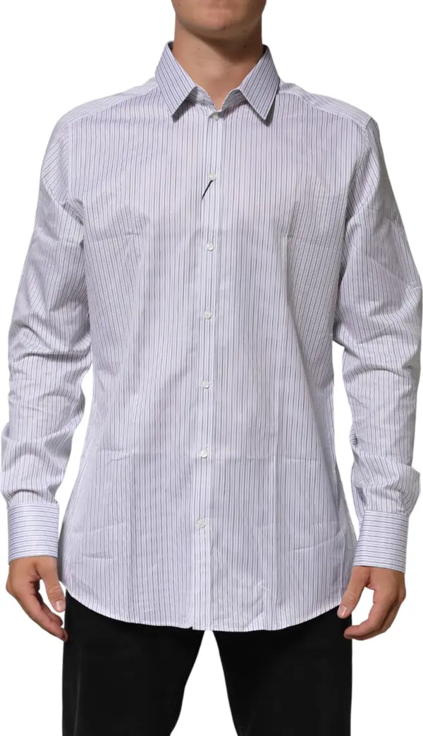 White Stripes Long Sleeves GOLD Dress Shirt