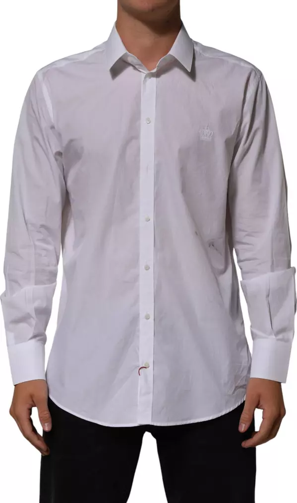 White Cotton Collared Men MARTINI Dress Shirt