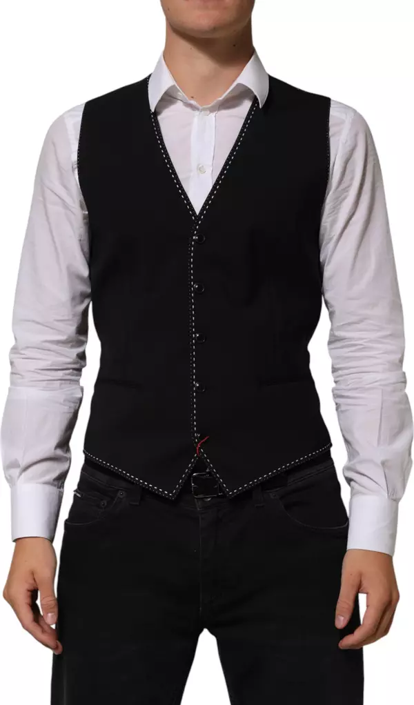 Black Wool Dress Formal Men Waistcoat Vest