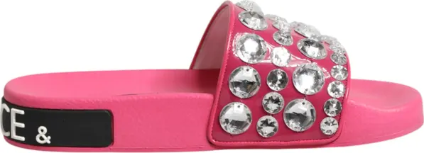 Pink Crystal Slides Sandals Beachwear Shoes