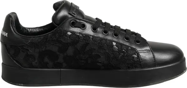 Black Floral Lace Low Top Sneaker Shoes