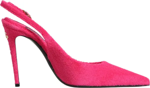 Pink Terry Cloth High Heels Slingback Shoes
