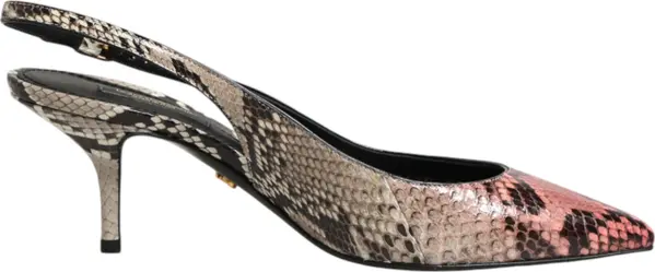 Multicolor Leather Heels Slingback Shoes