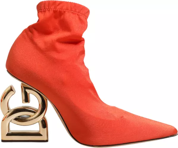 Orange DG Logo Heels Ankle Boots Shoes
