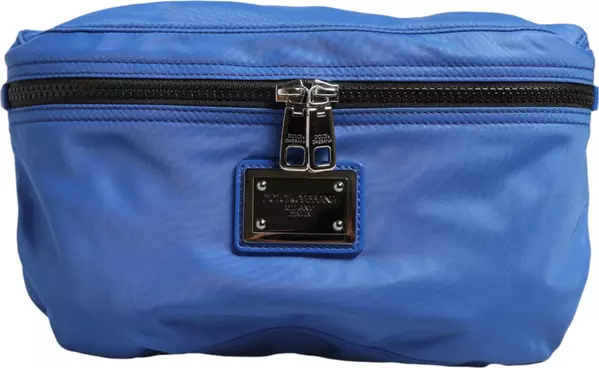 Blue Logo Plaque Nylon Waist Fanny Pack Men's Borse Bag
