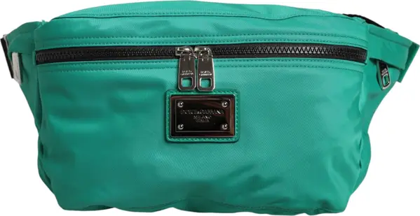 Green Logo Plaque Nylon Waist Fanny Pack Men's Borse Bag