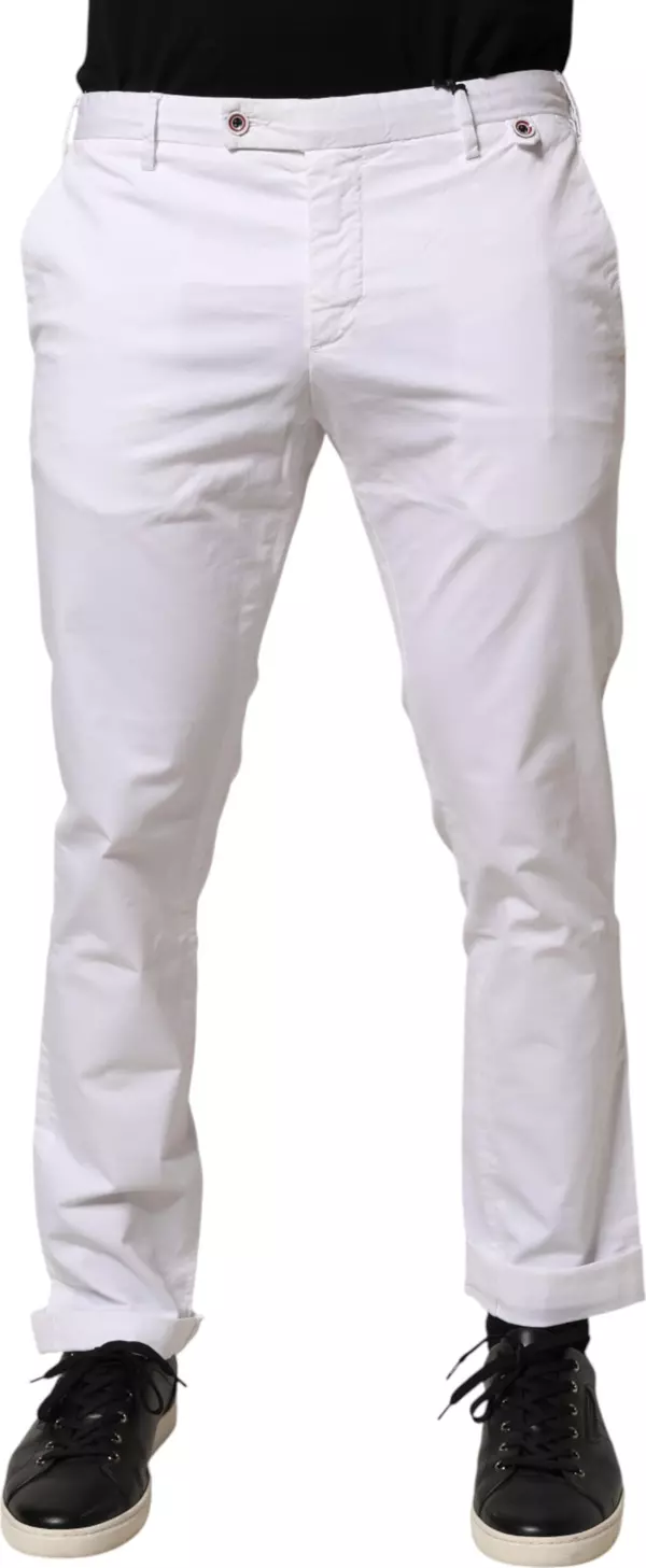 White Cotton Skinny Fit Mid Waist Denim Trouser Jeans