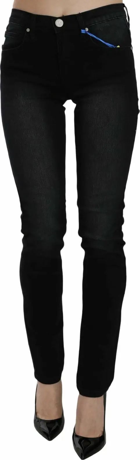 Dark Black Dora Slim Fit Denim Pants