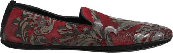 Bordeaux Jacquard Leather Slip On Loafer Shoes