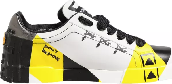 Multicolor Leather Graffiti Low Top Sneakers Shoes