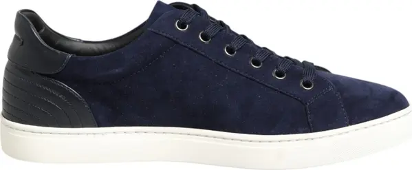 Blue Leather Suede Low Top Sneakers Shoes