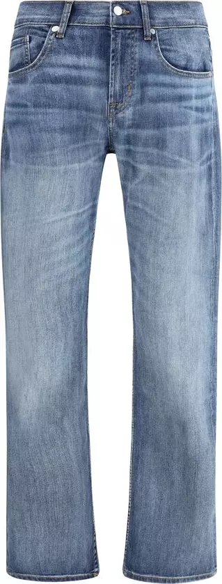 Blue Cotton Straight-Leg Jeans