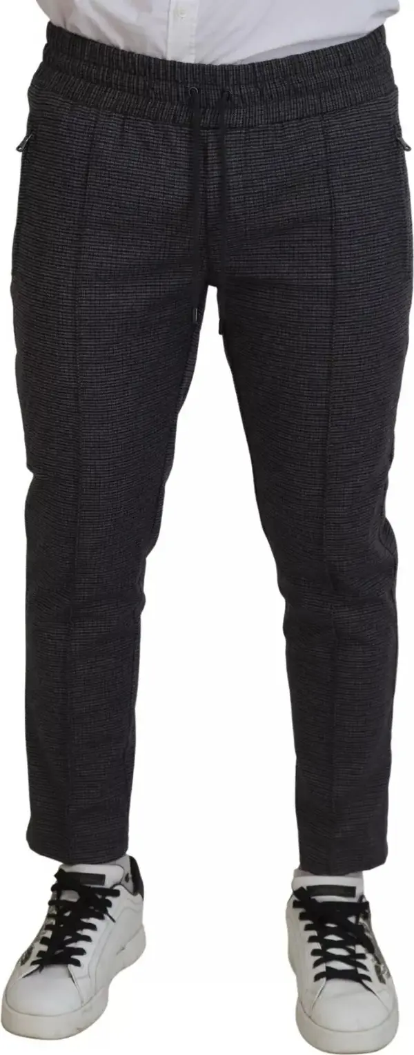 Gray Striped Wool Skinny Trouser Pants