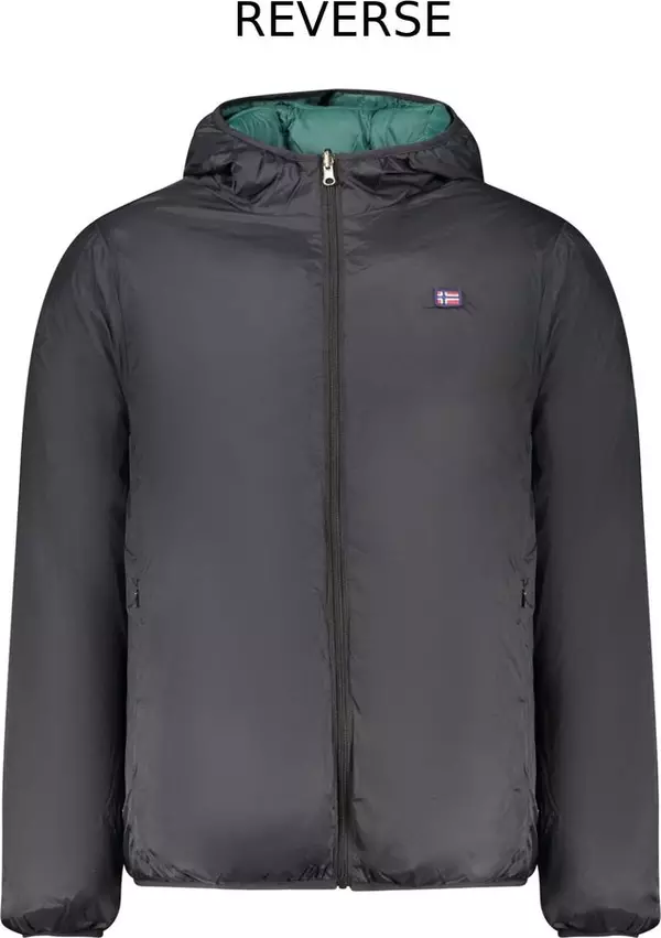 Black Polyester Men's Reversible Jacket