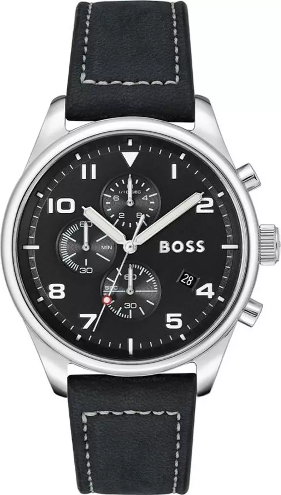 Black Leather Dress Watch