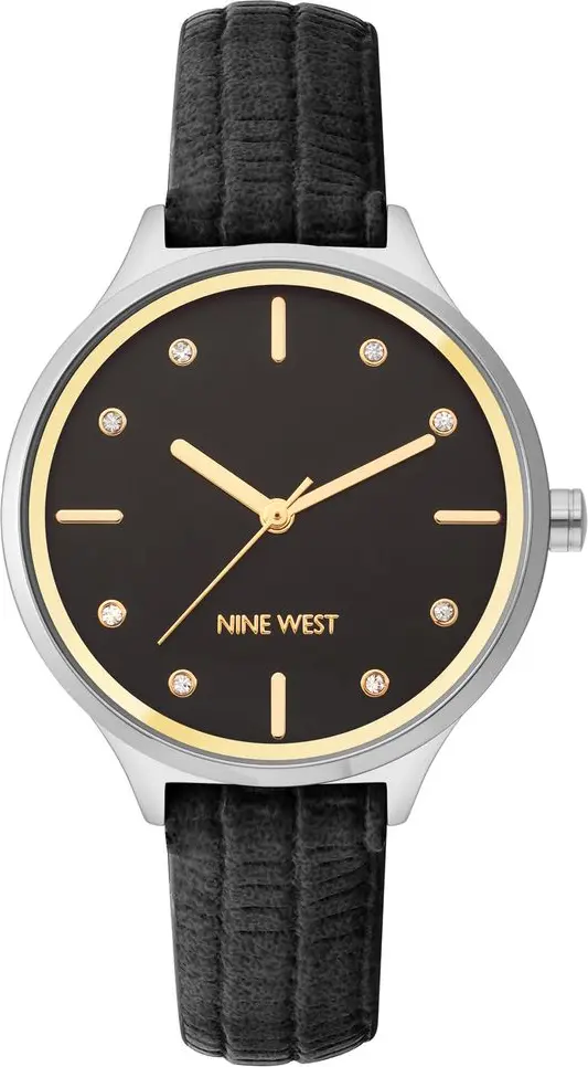 Black Leather Dress Watch