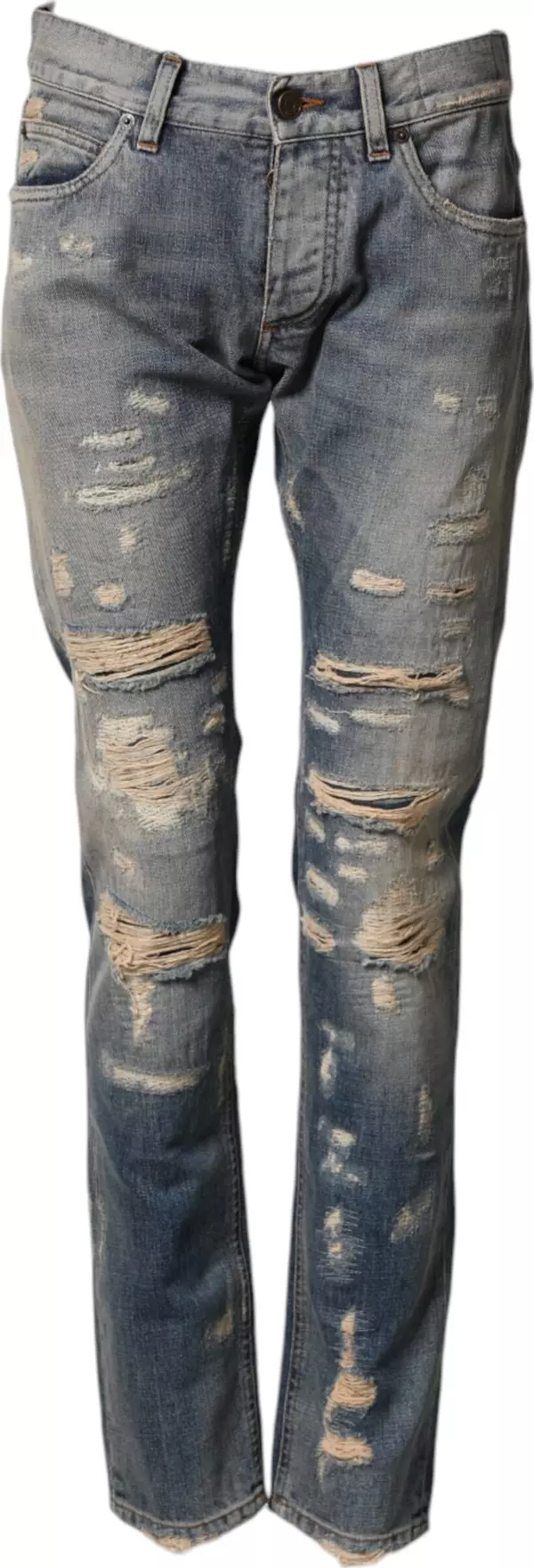 Blue Tattered Men Skinny Denim Trouser Jeans