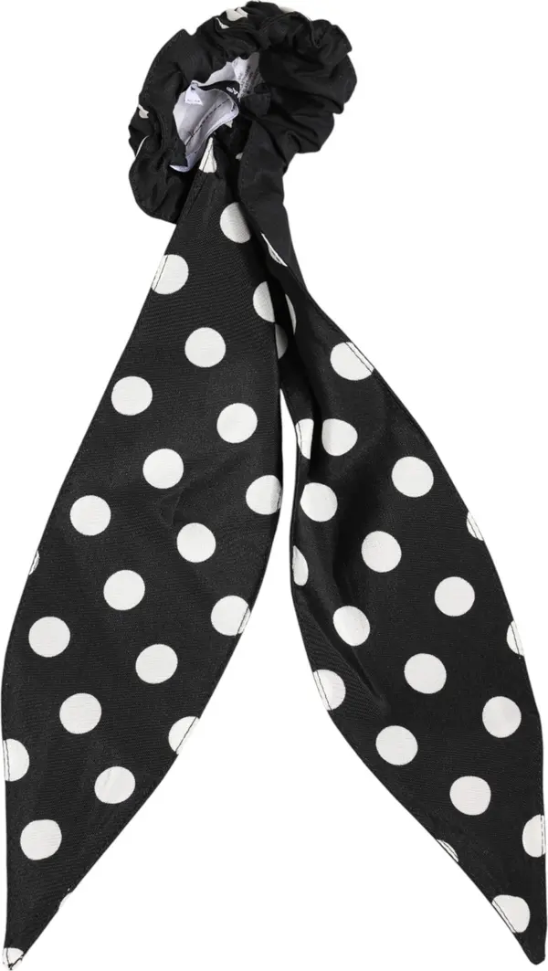 Black Cotton Polka Dot Scarf Tie Accessory Hair Scrunchie