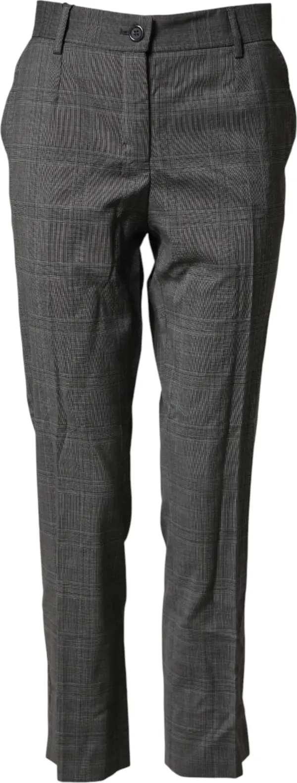 Dark Gray Check Tartan VirginWool Dress Pants