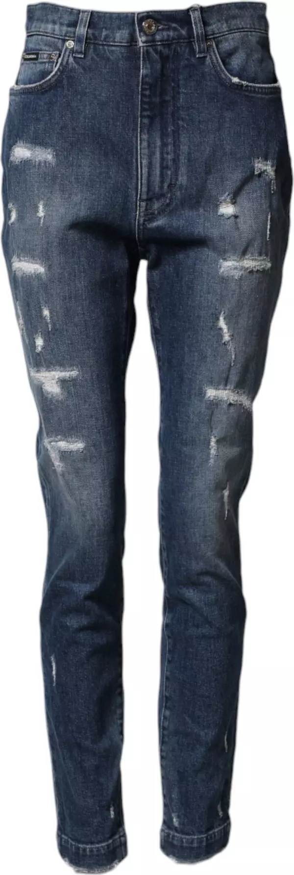 Blue Distressed Washed Logo GRACE Denim Jeans
