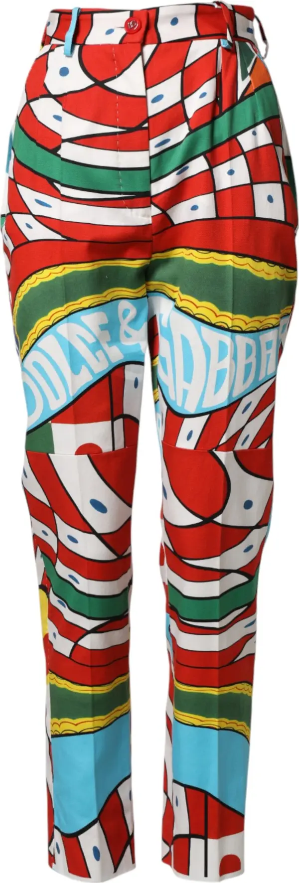Multicolor Geometric Pattern Straight Pants