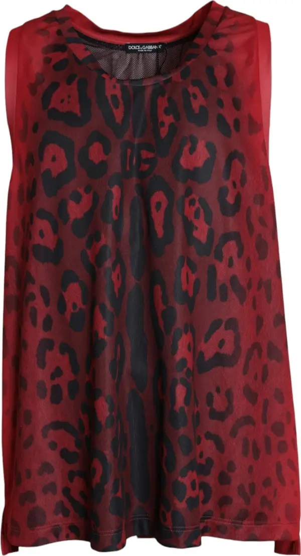 Red Leopard Print Sleeveless Men Tank T-shirt