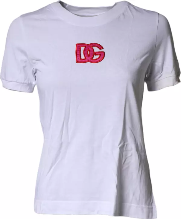 White DG Logo Crew Neck Short Sleeves T-shirt