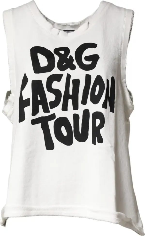 White Graphic CrewNeck Sleeveless Tank T-shirt