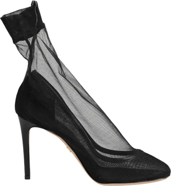 Black Nylon Stretch Mesh Sock Boots  Shoes